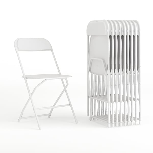 Flash Furniture Hercules Series Plastic Folding Chair White - 10 LB Weight Capacity Comfortable Event Chair-Lightweight Folding Chair, PK10 10-LE-L-3-WHITE-GG - main